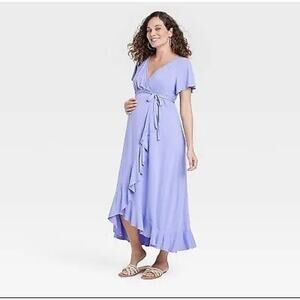 Isabel Maternity by Ingrid & Isabel Violet Flutter Maternity Dress Small NEW